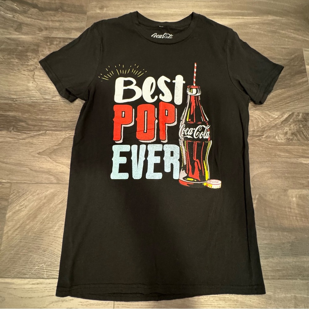 Coca-Cola Father's Day Best Pop Ever Coke Bottle And Straw T-Shirt Small